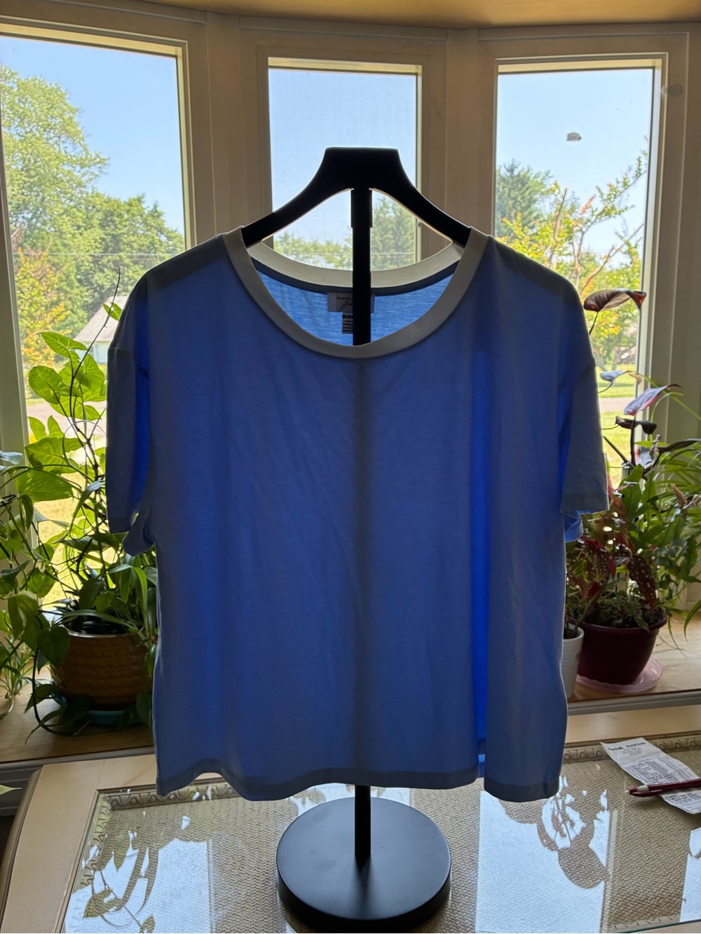 Joules Light Blue Short Sleeve Tee with Gray Trim